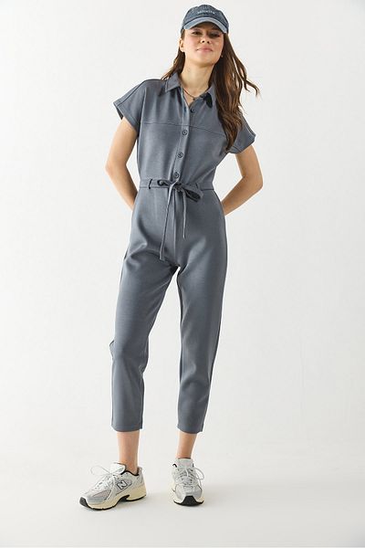 VENA Short Sleeve Jumpsuit(Cupro) - Anthracite