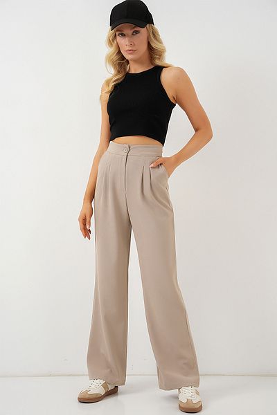Bigdart 6638 High Waist Palazzo Trousers - A.Beige