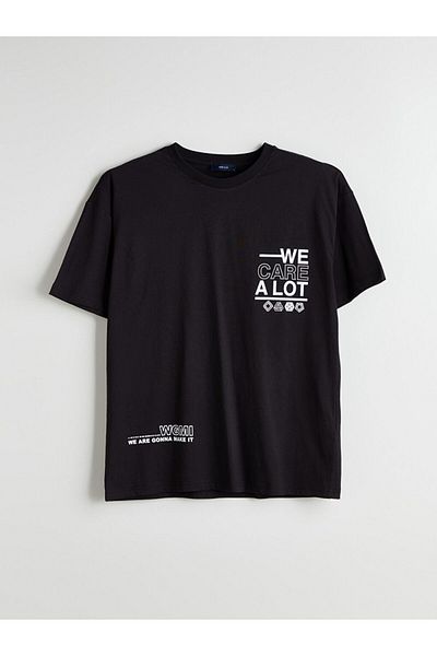 LC Waikiki New Season Crew Neck εμπριμέ χτενισμένο βαμβακερό ανδρικό Tisort - S5J854Z8