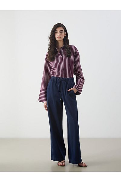 LC Waikiki Pantaloni de damă din denim cu talie elastică cu picioare largi de sezon nou - S5K761Z8