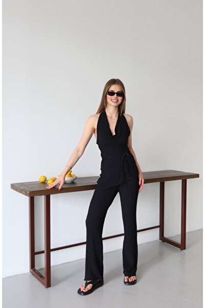 Ekim Store Σετ Degaje Collar Seersucker Διπλό