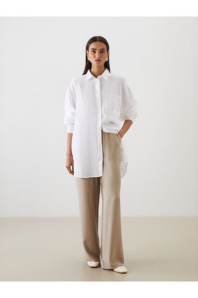 LC Waikiki New Season Women's Textured Trousers with Elastic Waist - S5Mr53Z8
