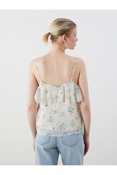 LC Waikiki New Season V Neck Floral Strap Ruffle Μπλούζα - S5O524Z8
