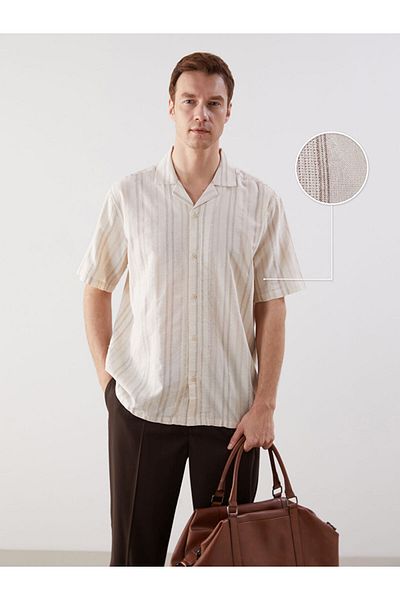 LC Waikiki Ανδρικό πουκάμισο με ριγέ με κοντό μανίκι New Season Regular Fit - S5N844Z8