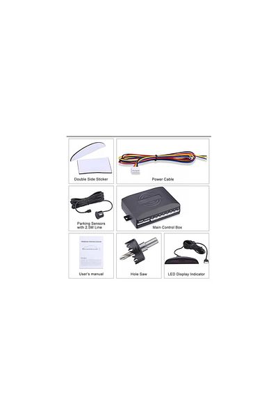 AUTOREY Black front+rear parking sensors with 8 sensors, display and audible warning