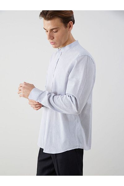 LC Waikiki New Season Judge Collar Linen Blend Men's Shirt - S60091Z8