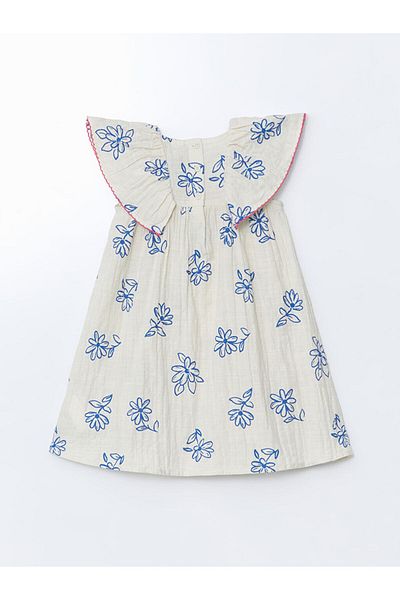 LC Waikiki New Season Floral Ice Cream Girl's Linen Dress - S5Er37Z1