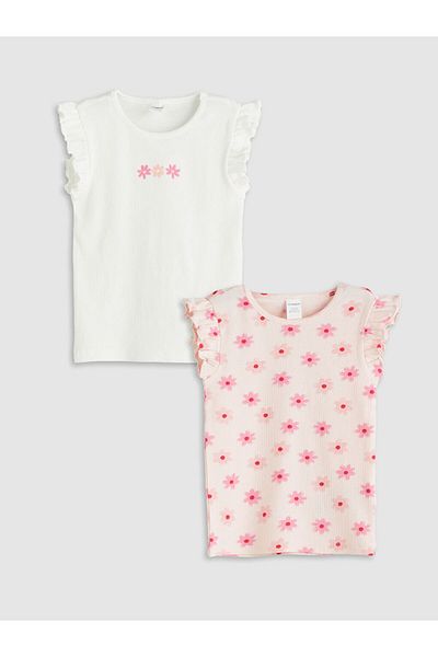 LC Waikiki New Season Crew Neck Floral Girls Undershirt 2-Piece - S5It85Z1
