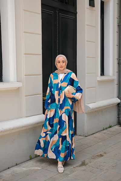 LOCCO Rochie de damă cu model de formă albastră