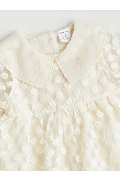 LC Waikiki Ecru Floral Baby Girl Lace Dress