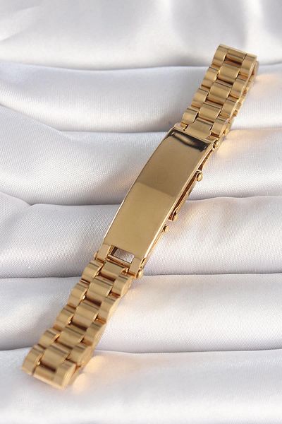 Celira Steel Gold Color Chain Imprint Model Men's Bracelet