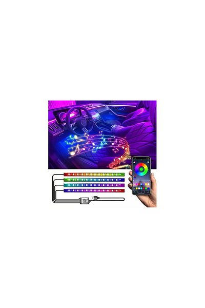 AUTOREY Car Ambient Lights RGB LED Interior Kit USB Connection and App Control Adjustable Intensity