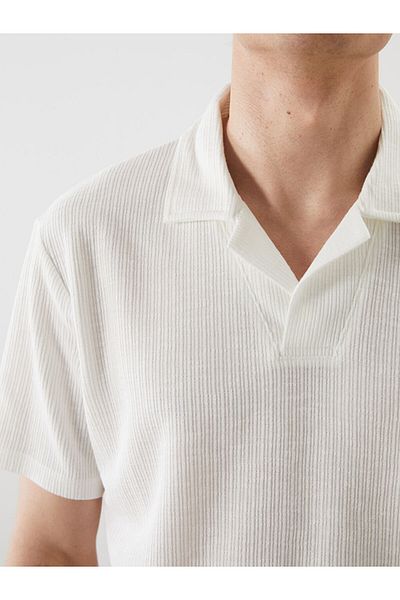 LC Waikiki Νέα σεζόν Polo Collar Kisa Sleeve Ανδρικό Tisort με υφή - S5CC26Z8