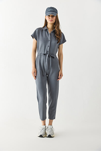 VENA Kısa Kollu Tulum(CUPRO) - ANTRASİT