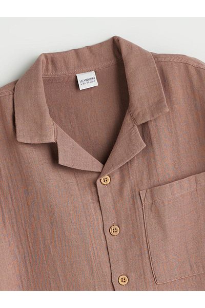 LC Waikiki Brown Resort Collar Muslin Boy's Shirt