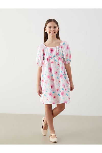 LC Waikiki Square Collar Floral Girl's Dress
