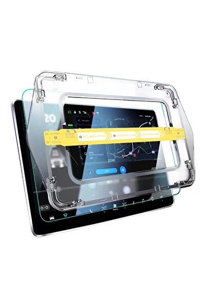 zore Tesla Model X Araç Multimedya Ekran Koruyucu AR Oleofobik Uygulama Apara...