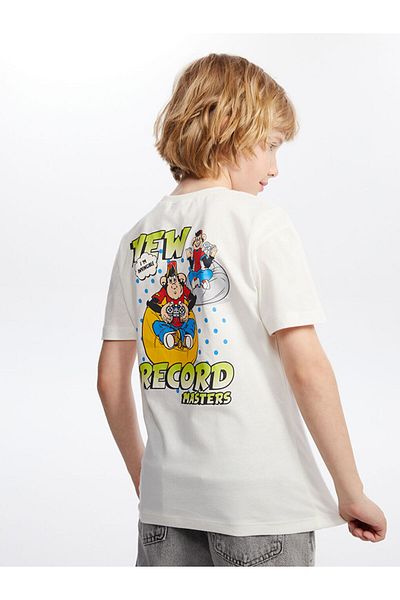 LC Waikiki Ecru Legendary Monkey Printed Boy's T-Shirt