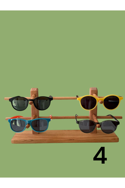 Dnz Ahşap Gözlük Standı 4'lü Doğal Ağaç