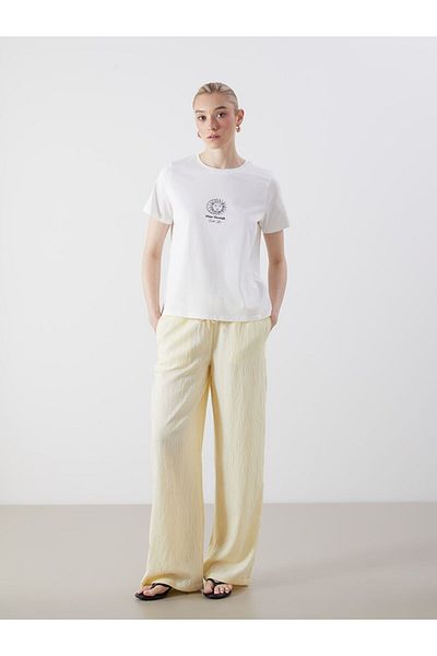 LC Waikiki New Season Women's Textured Trousers with Elastic Waist - S5Pv20Z8