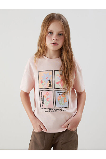 LC Waikiki RMZ GİYİM FARKIYA تي شيرت بناتي مزين بالزهور وياقة روبا