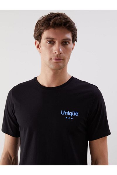 LC Waikiki New Season Crew Neck Κοντό μανίκι εμπριμέ χτενισμένο βαμβακερό ανδρικό Tisort - S5IU18Z8