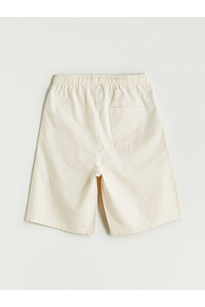 LC Waikiki Lcw Kids Ecru Elastic Waist Linen Blended Boys Shorts