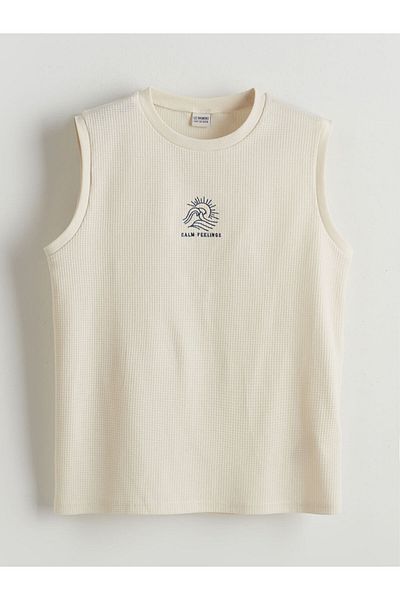LC Waikiki Beige Crew Neck Boy's Undershirt
