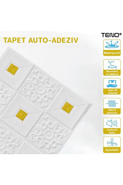 Teno Set 80x Tapet 3D Teno®, suprafata acoperire 39.2 mp, 70x70 cm, auriu