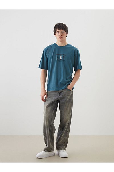 LC Waikiki New Season Crew Neck Printed Combed Cotton Men's T-Shirt - S5Ny30Z8