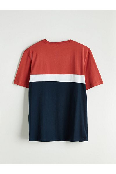 LC Waikiki New Season Crew Neck Color Block Combed Cotton Men's T-Shirt - S5Np84Z8