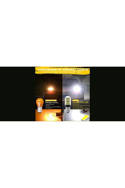 AUTOREY Bec LED Canbus 1156/BAU15S PY21W 3014, 144 LED-uri marșarier, lumini de zi, lumină naturală