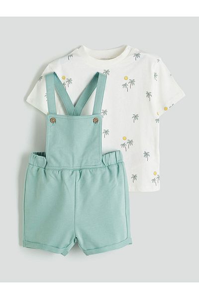 LC Waikiki Printed Baby Boy T-Shirt and Salopet 2-Piece
