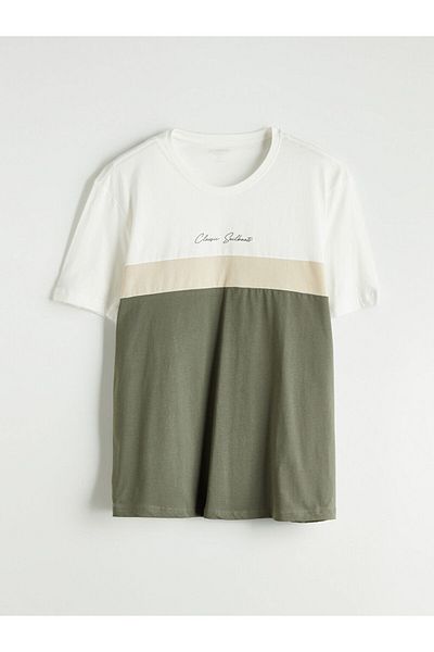 LC Waikiki New Season Crew Neck Color Block Combed Cotton Ανδρικό Tisort - S5NP84Z8