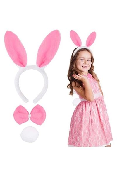 Lenaca Pink Rabbit Costume Set – Crown, Bow Tie, Pompom (Pack of 12)