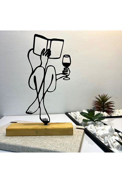 OEM "My Moment" decoration with natural wood base, 21.5 cm, black, 3D printed