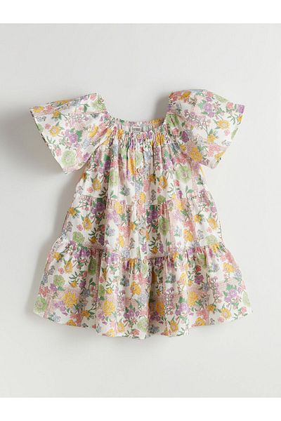 LC Waikiki New Season Square Collar Floral Girl's Dress - S5Fb51Z4