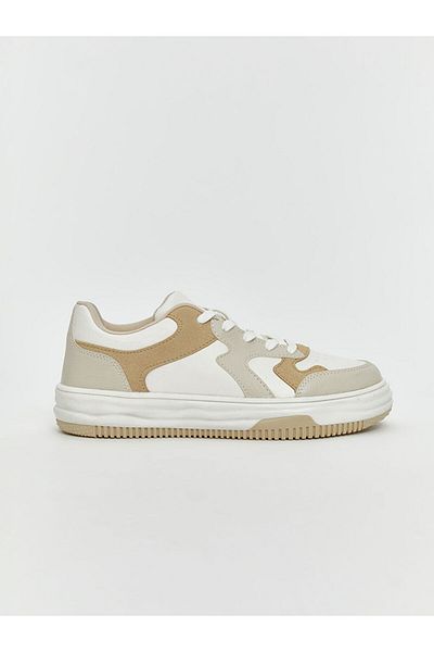 LC Waikiki Beige Leather Look Women's Sports Shoes