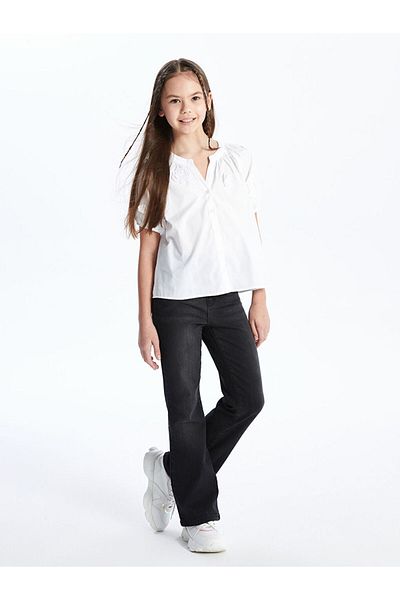 LC Waikiki New Season Girls' Jean Trousers with Adjustable Elastic Waist - S46518Z4