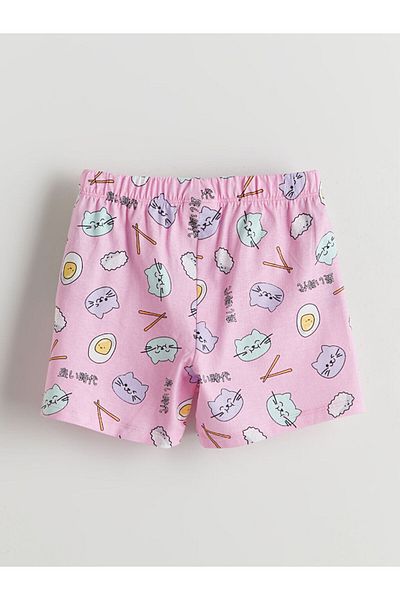 LC Waikiki New Season Printed Girls' Shorts Pajama Set - S5I650Z1