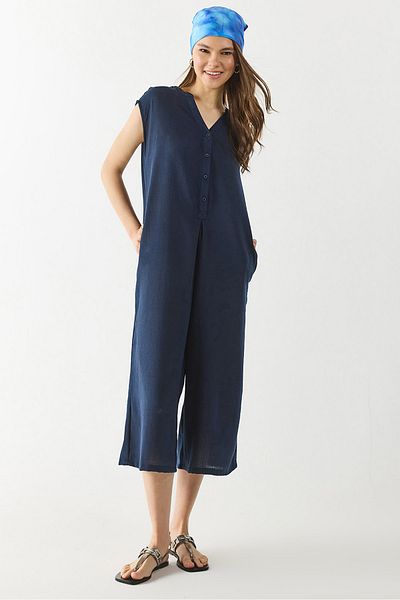 VENA Comfortable Form Jumpsuit - Dark Blue