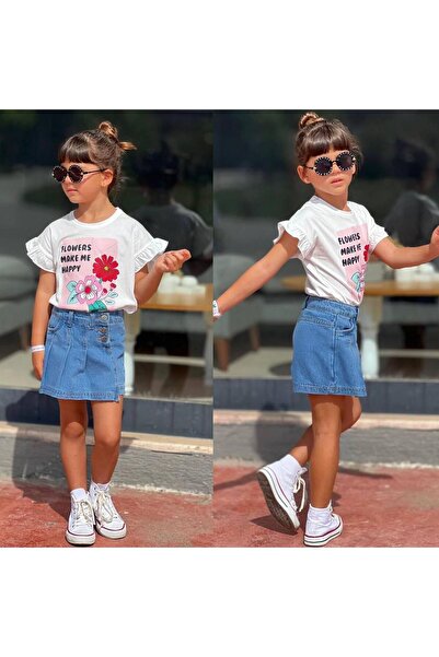 RAPAPA Комплект с къс ръкав за момиче от пениран памучен трикотаж 7178