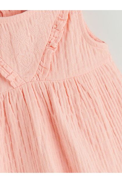 LC Waikiki Pink Crew Neck Basic Baby Girl Dress