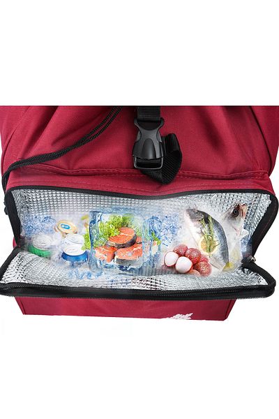 Madisson Shopping Trolley Sw42028, Polyester, 98x35x30cm, 55l, 2 Wheels, Insulated Pocket, Dark Red