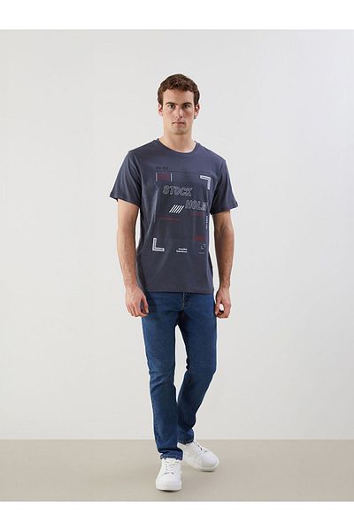 LC Waikiki Νέα σεζόν Crew Neck κοντομάνικο εμπριμέ χτενισμένο βαμβακερό ανδρικό Tisort - S5HP78Z8