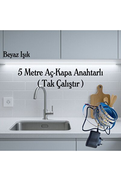 Genel Markalar Mutfak Tezgah Üstü Aydınlatma 5 Metre Tak Çalıştır Anahtarlı Ş...