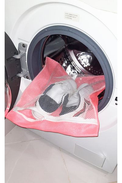 Aksoy Dizayn Pink Zippered - Sensitive Laundry Slippers Shoe Washing Net Large Size (305305)