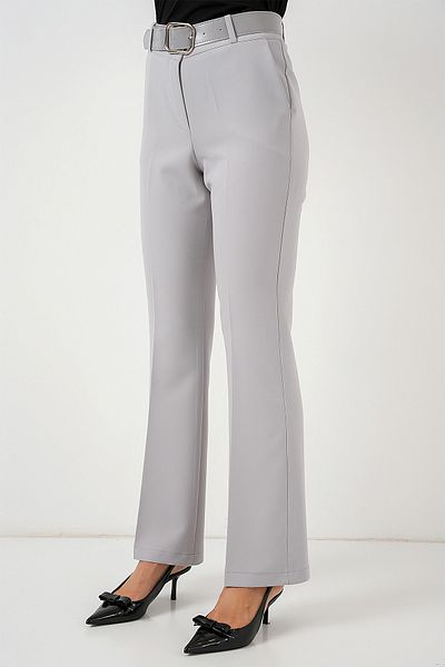 Bigdart 6538 Belted Wide Leg Trousers - Gray