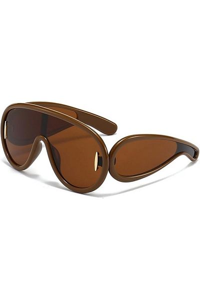 TOEECY UV 400 retro polarized classic sunglasses with shiny frame unisex, brown, TOEECY