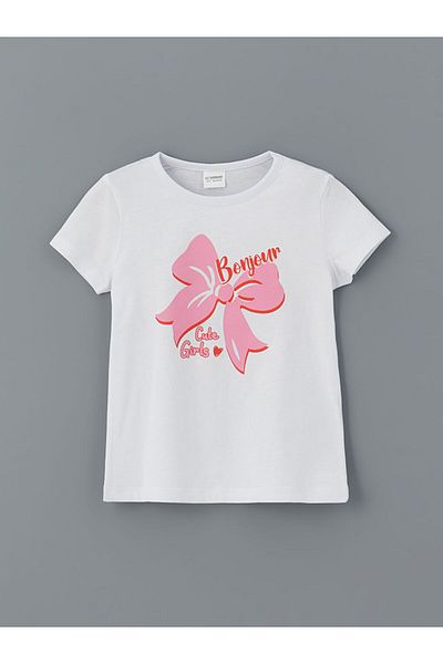 LC Waikiki Set pijamale pentru fete cu imprimeu cu fundita sezon nou - S5HA97Z1